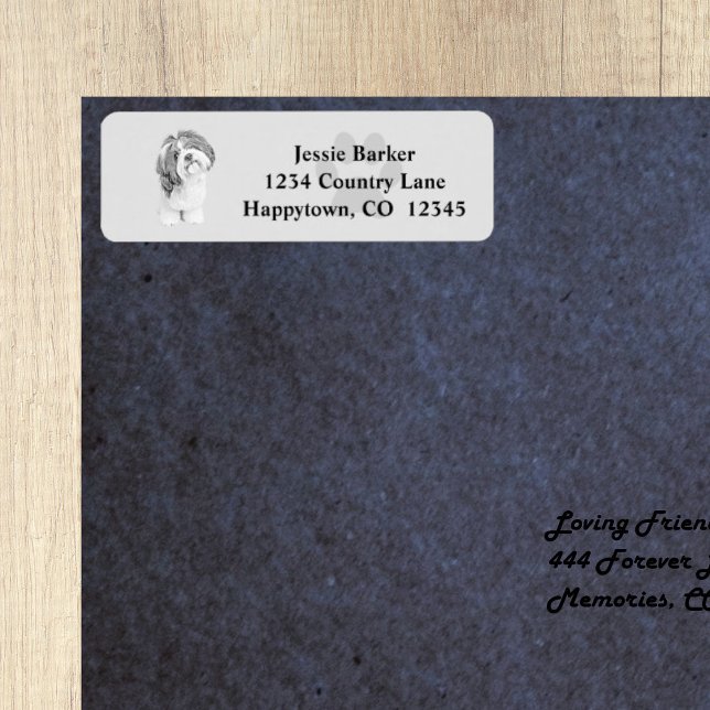 Étiquette de retour Shih Tzu au crayon B&W (Créateur téléchargé)