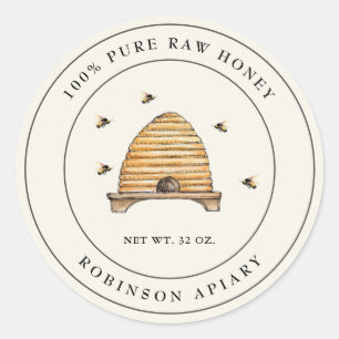 Étiquette de ruche et d'abeilles de miel vintage