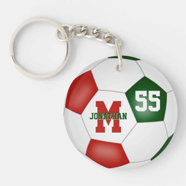 étiquette de sac de football rouge vert équipe (Devant)