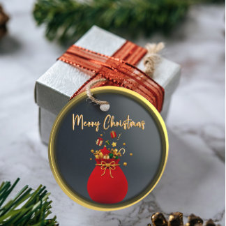 étiquette de sac Père Noël noir et rouge de Noël 3