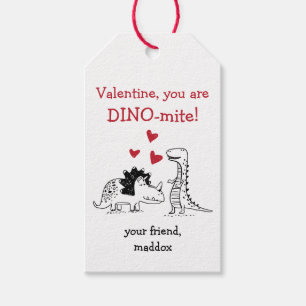 Étiquette de Saint-Valentin de dinosaure
