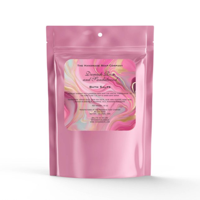 Étiquette de salle de bain en marbre rose et or (Créateur téléchargé)