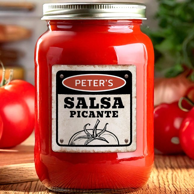 Étiquette de salsa éditable avec panneau grunge (Créateur téléchargé)