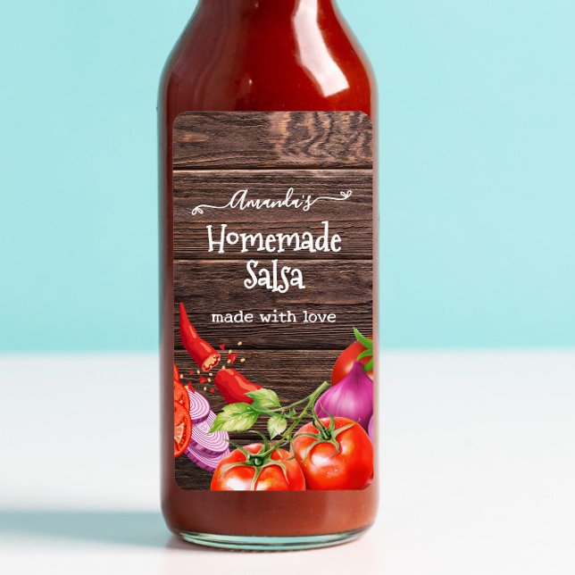 Étiquette de salsa maison rustique (Créateur téléchargé)