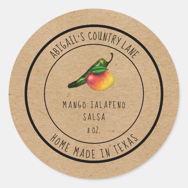 Étiquette de salsa rustique Mango Jalapeno fait au (Devant)