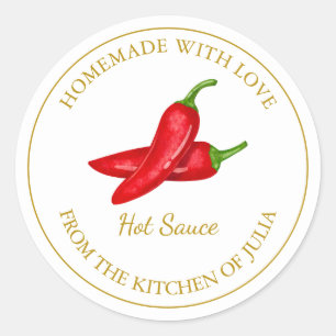 Étiquette de sauce chaude maison en or   Blanc