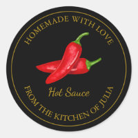 Étiquette de sauce chaude maison en or | Noir