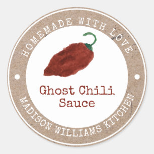 Étiquette de sauce chili Ghost Maison Red Chil