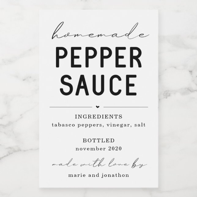 Étiquette de sauce poivre maison personnalisé (Étiquettes simples)
