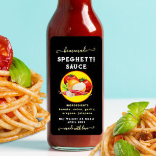 Étiquette de sauce spaghetti Flamme Maison