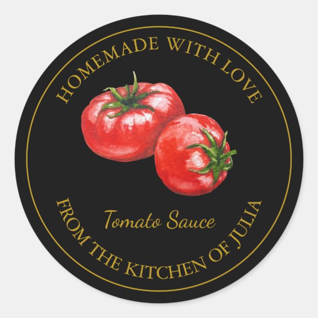 Étiquette de sauce tomate maison en or | Noir (Devant)