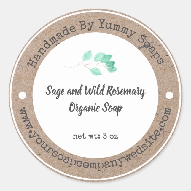 Étiquette de savon artisanal | Papier Faux Kraft (Devant)
