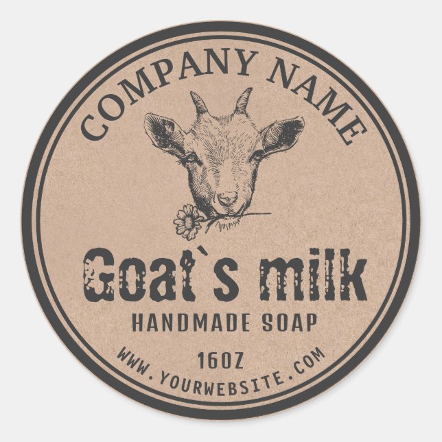 Étiquette de savon au lait de chèvre Kraft | Logo  (Devant)