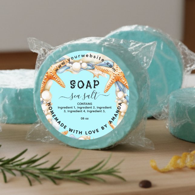 Étiquette de savon de sel de mer maison Aqua (Créateur téléchargé)
