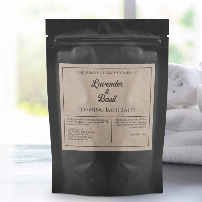 Étiquette de sel de bain étanche style papier Kraf (Créateur téléchargé)