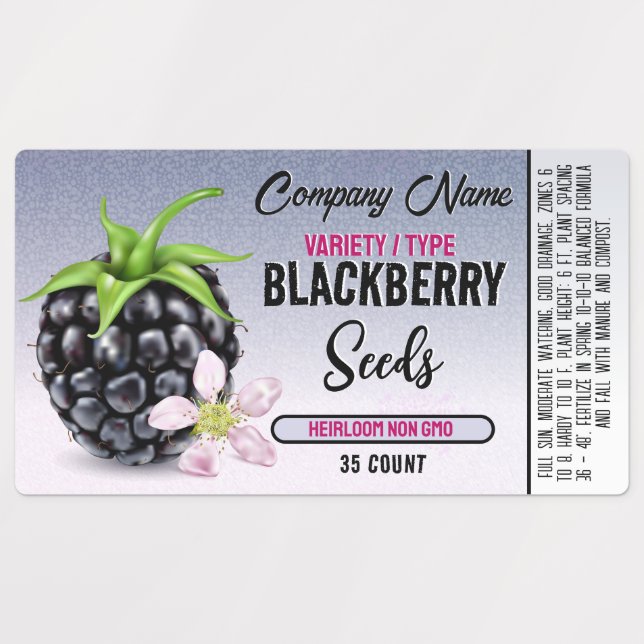 Étiquette de semences de Blackberry Famer (Design 1)