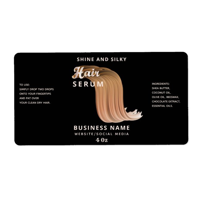 Étiquette de sérum de cheveux élégant moderne (Devant)