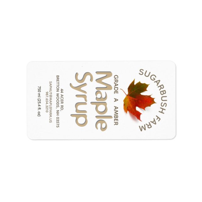 Étiquette de sirop de feuille d'érable à sucre col (Devant)