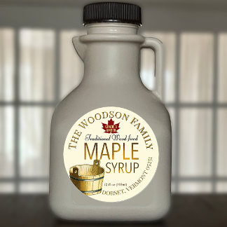 Étiquette de sirop d'érable à feu de bois
