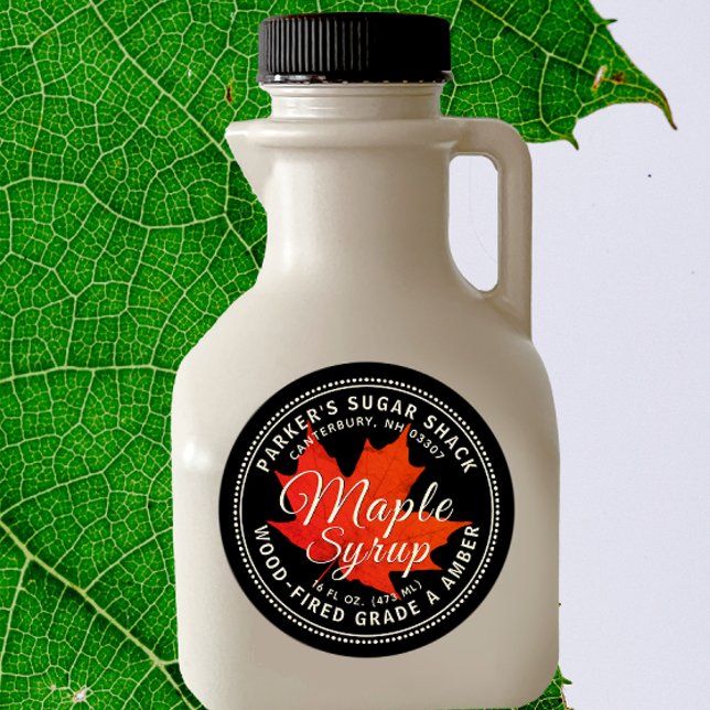 Étiquette de sirop d'érable au bois avec feuille d (Créateur téléchargé)