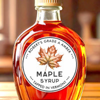 Étiquette de sirop d'érable avec feuille
