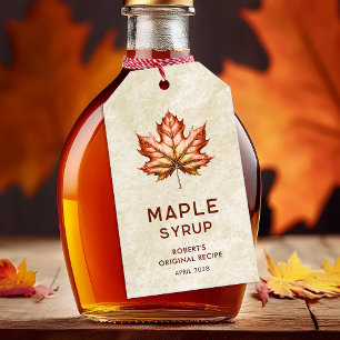 Étiquette de sirop d'érable avec feuille