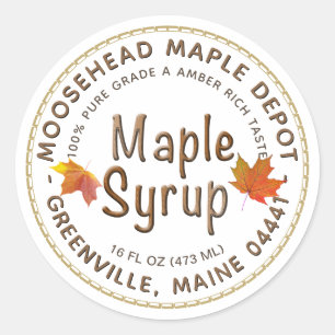 Étiquette de sirop d'érable Feuilles d'érable d'au