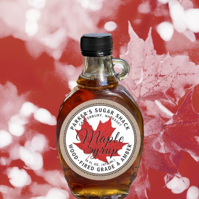 Étiquette de sirop d'érable Kraft au bois Feuille  (Créateur téléchargé)