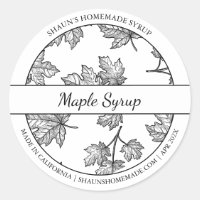 Étiquette de sirop d'érable noir et blanc