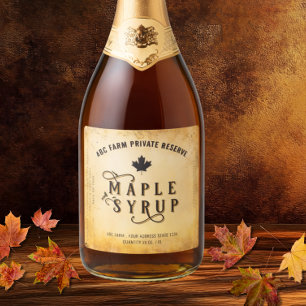 Étiquette de sirop d'érable Private Reserve Vintag