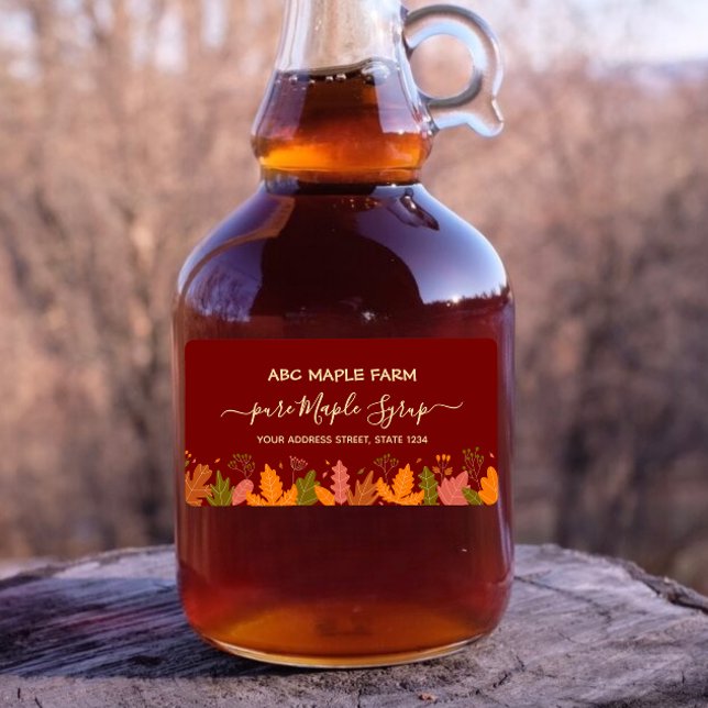 Étiquette de sirop d'érable rouge Feuille (Créateur téléchargé)