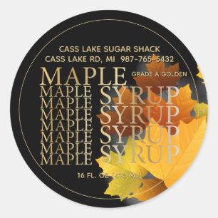 Étiquette de sirop rond feuille d'érable coloré