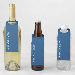 Étiquette de suspension de bouteille bleu minimal