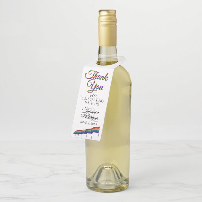 Étiquette de suspension de bouteille de mariage ar (Incliné)