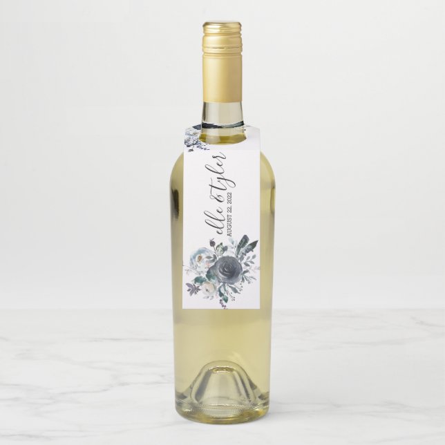 Étiquette de suspension de bouteille de vin bleu b (Sur bouteille)