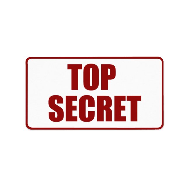 Étiquette de taille moyenne très secret (Devant)