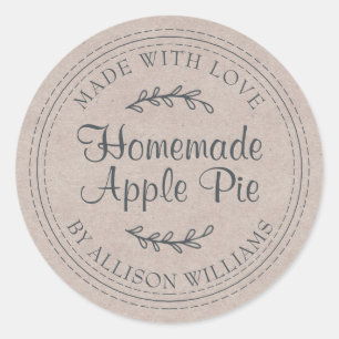 Étiquette de tarte aux pommes Kraft Rustic Script