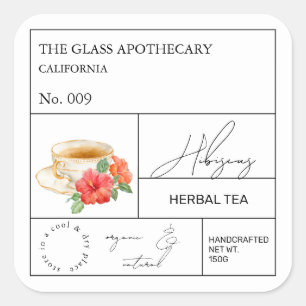 Étiquette de thé aux herbes d'hibiscus Apothicaire