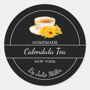 Étiquette de thé de calendula fait maison simple