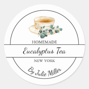 Étiquette de thé simple au eucalyptus fait maison