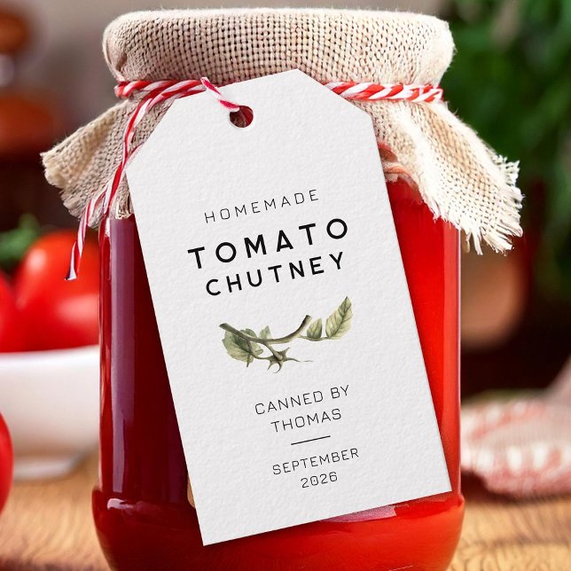 Étiquette de tomate Chutney avec aquarelle feuille (Créateur téléchargé)