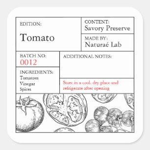 Étiquette de tomate noir et blanc