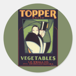 Étiquette de topper végétal vintage, Art Déco Roma