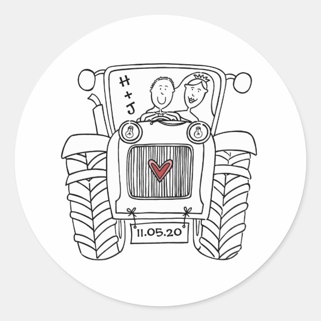 Étiquette de tracteur de Mariage campagnard person (Devant)