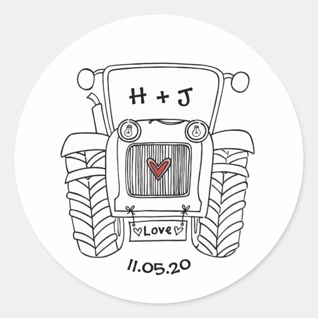 Étiquette de tracteur de Mariage campagnard person (Devant)