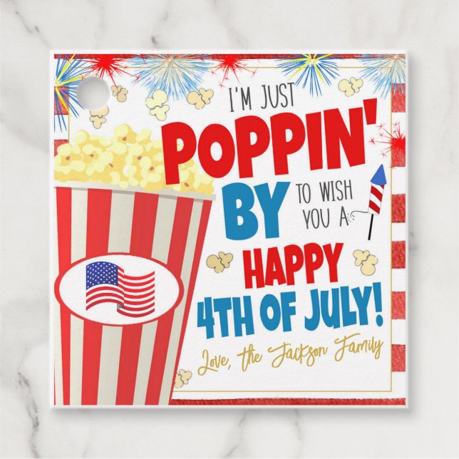 Étiquette de traitement 4 juillet Popcorn (Devant)