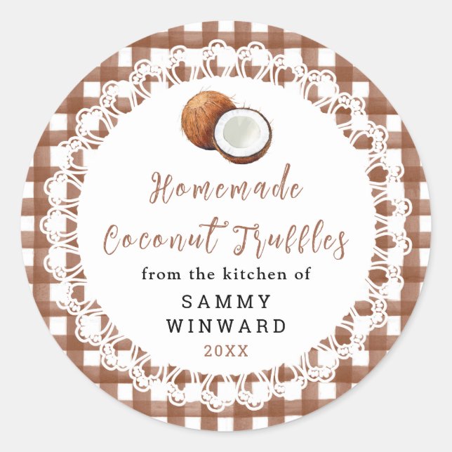 Étiquette de Truffe de Noix de Coco Faite Maison (Devant)