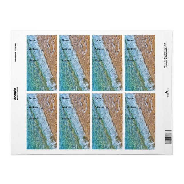 étiquette de vacances à la plage (Feuille entière)