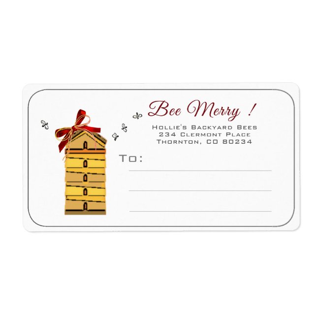 Étiquette de vacances de Bee Merry Beekeeper avec  (Devant)