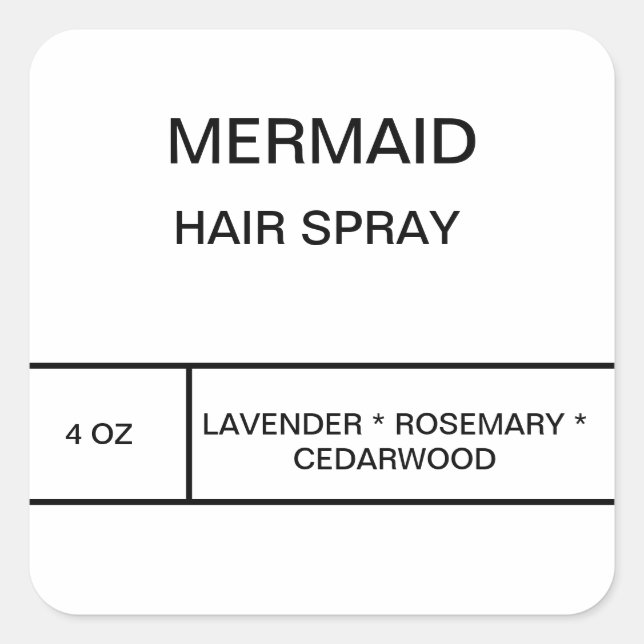 Étiquette de vaporisateur de cheveux Mermaid (Devant)